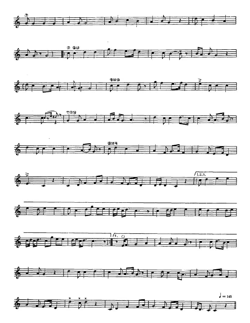 十二木卡姆：Ⅶ 埃介姆木卡姆 348——357（主旋律谱）