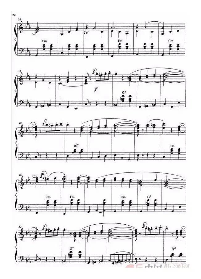 在满洲里的山岗上（手风琴五线谱）