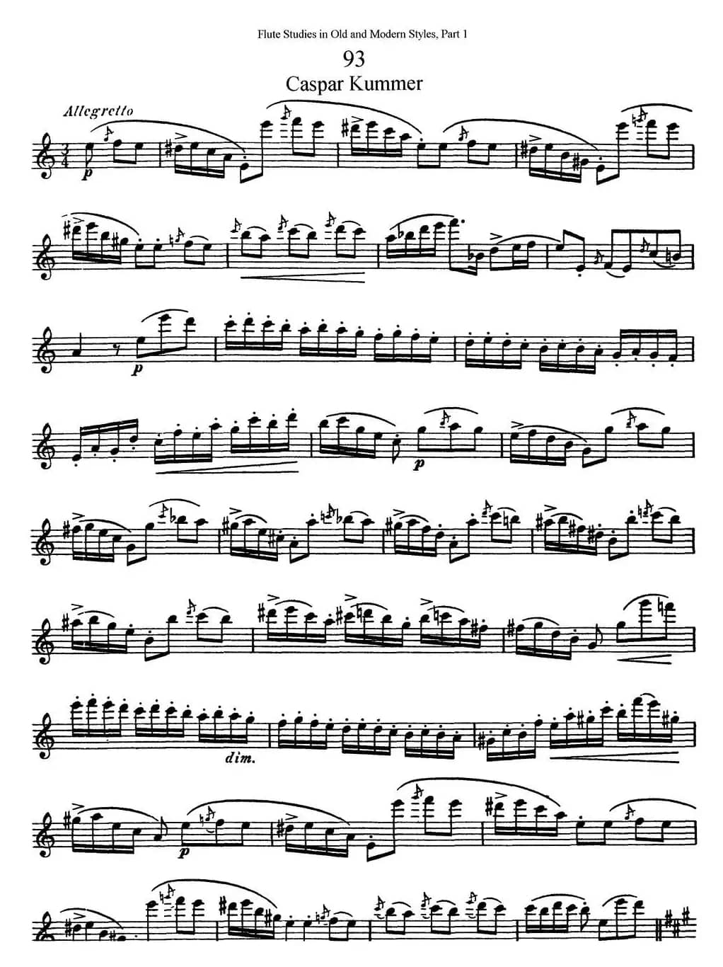 斯勒新老风格长笛练习重奏曲（第一部分）（NO.93-NO.94）