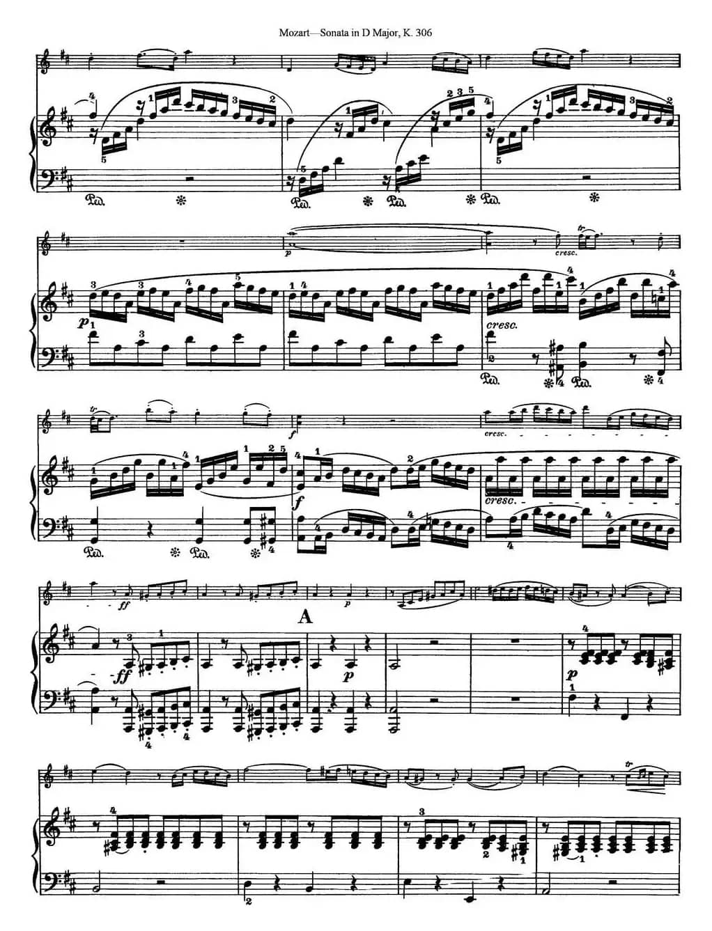 Violin Sonata in D Major K.306（小提琴+钢琴伴奏）