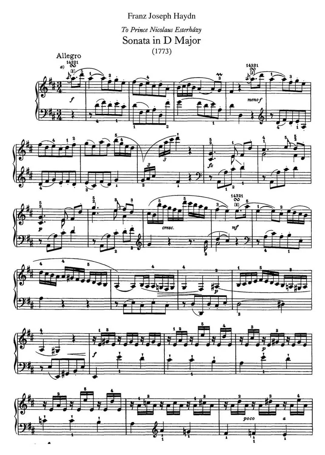 海顿 钢琴奏鸣曲 Hob XVI 24 in D major