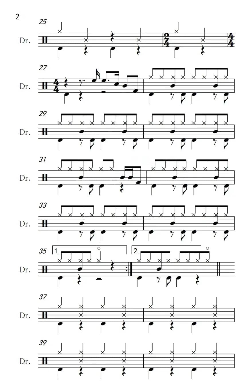 明天会更好（架子鼓谱）