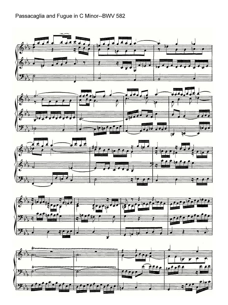 Passacaglia and Fugue in C Minor--BWV 582（管风琴谱）