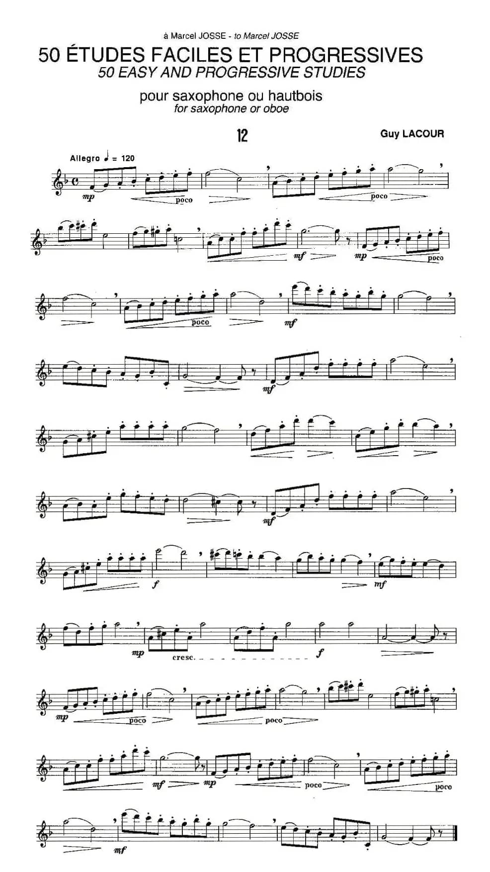 Guy Lacour 50 首萨克斯练习曲之12