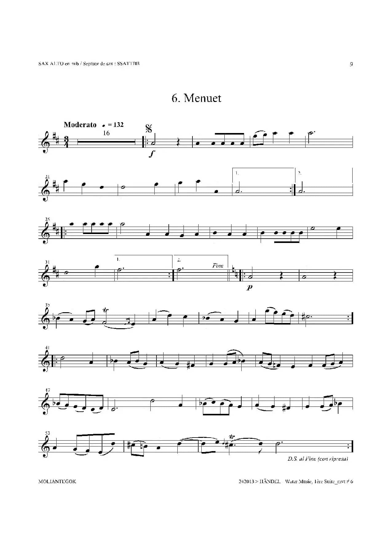 Water Music（HWV.348 No.1）（中音萨克斯）