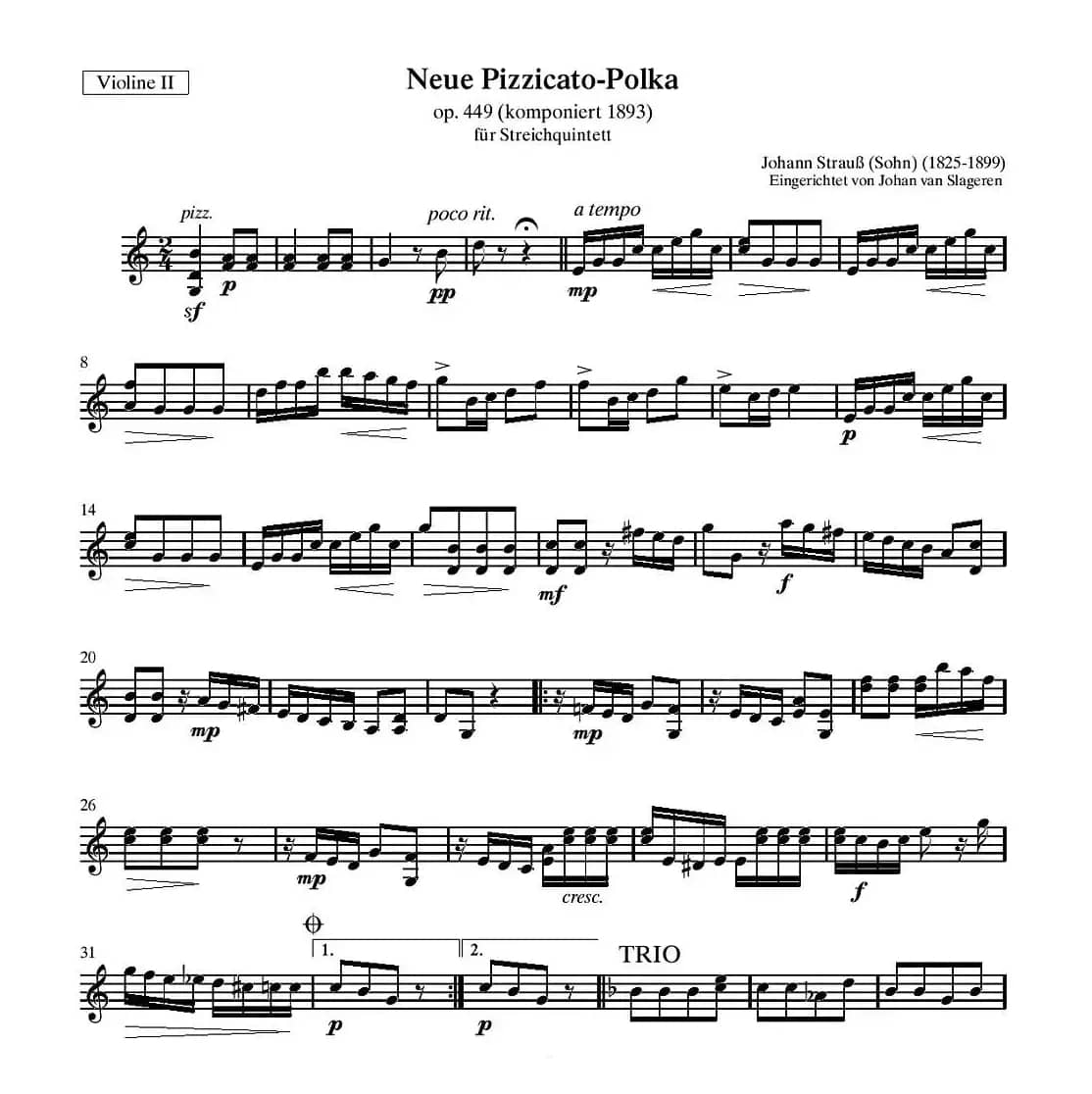 新拨弦波尔卡（弦乐四重奏分谱）