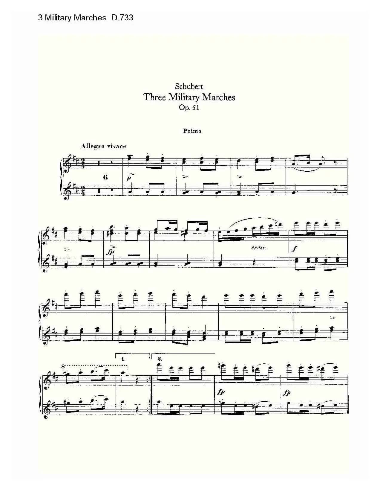 3 Military Marches D.733（3 士兵进行曲 D.733）