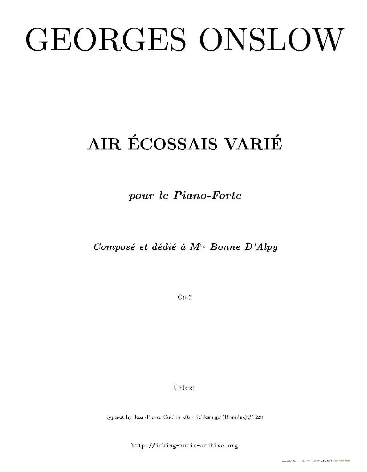 Air Ecossais Varie Op.5（苏格兰歌调变奏曲）