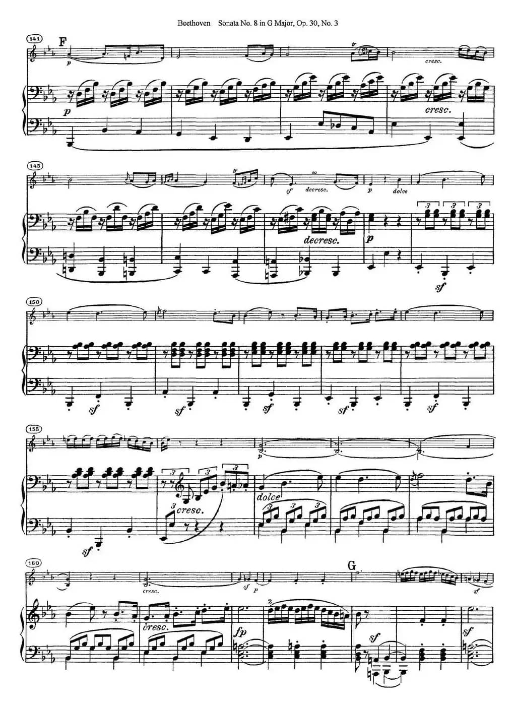 Violin Sonata No.8 in G Major Op.30 No.3（小提琴+钢琴伴奏）