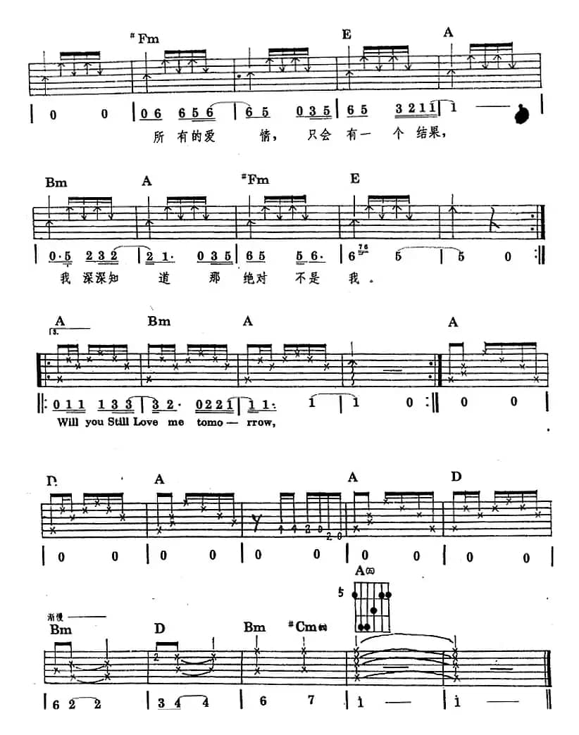 民族吉他弹唱：明天你是否依然爱我