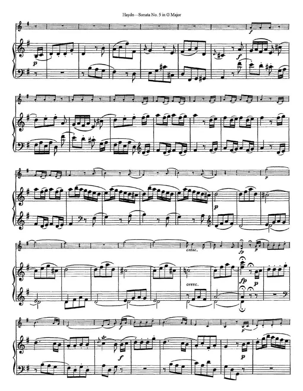 Violin Sonata No.5 in G Major（小提琴+钢琴伴奏）