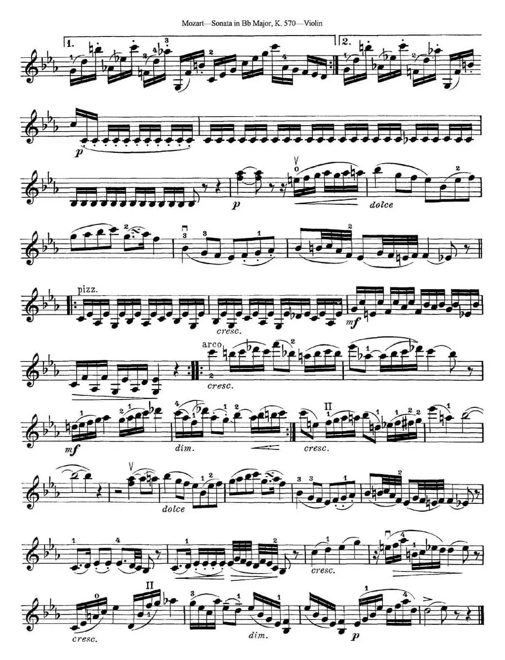 Violin Sonata in Bb Major K.570
