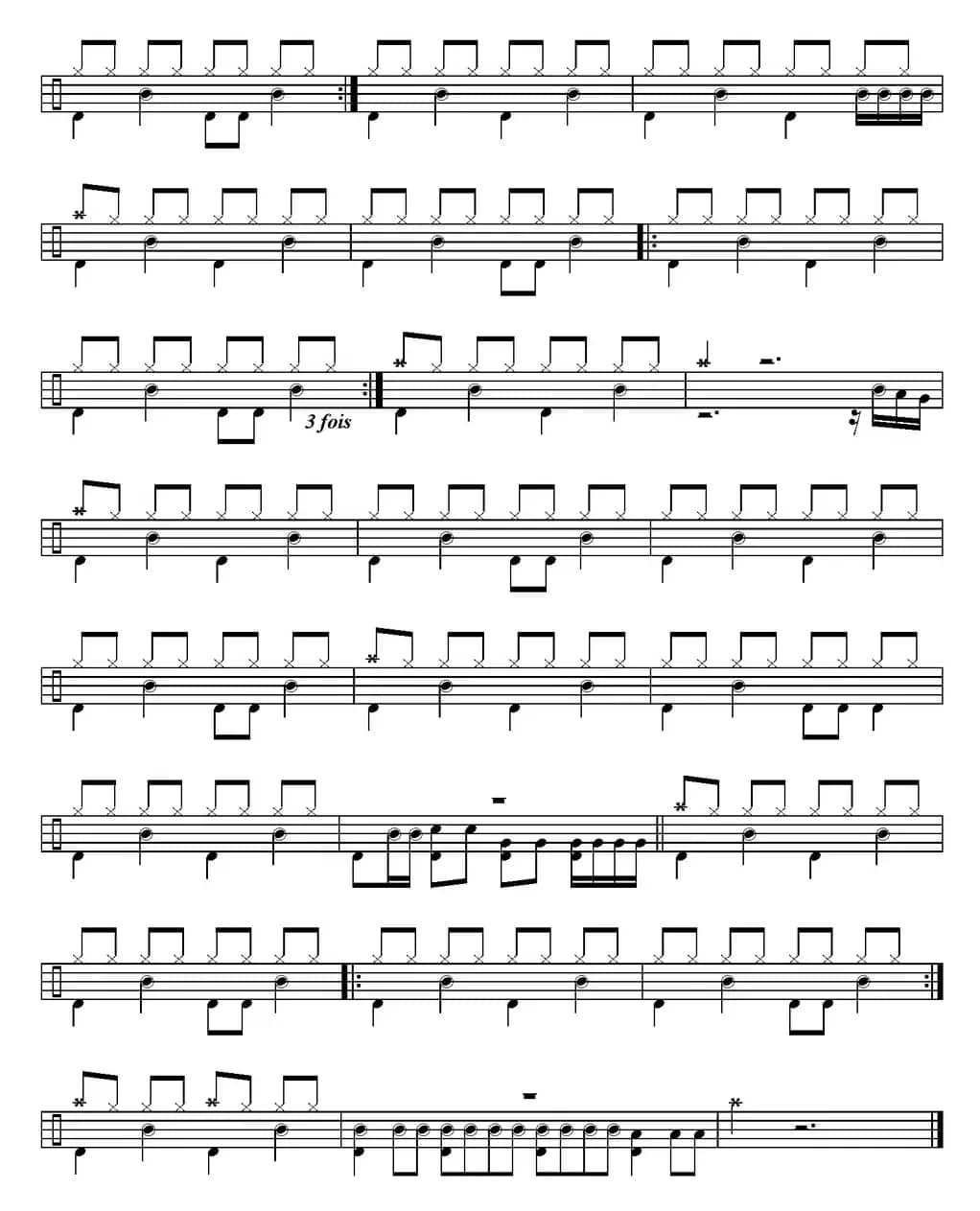 爵士鼓谱：Bryan Adams-Summer of 69