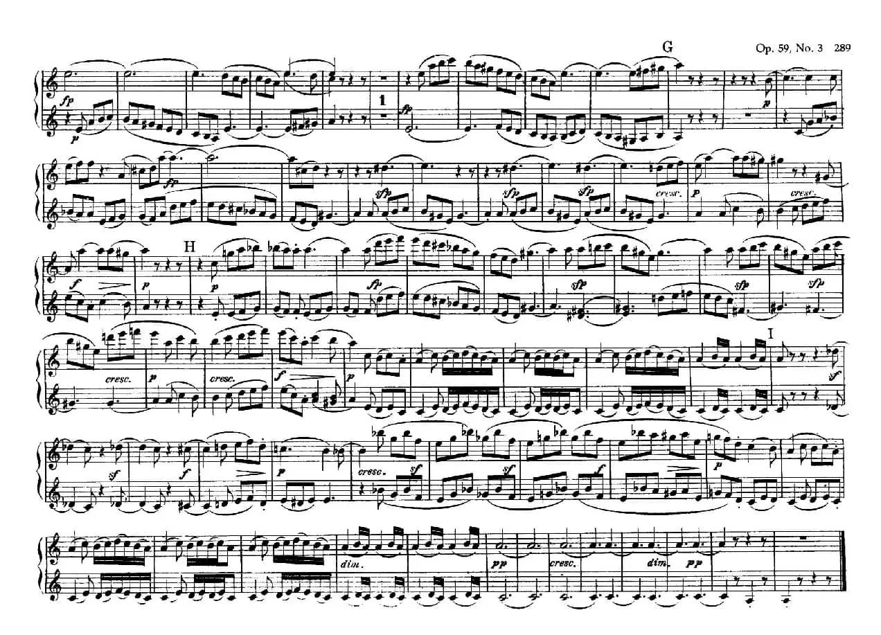 String Quartet No.9 in C Major Op.59-3 - 4 Hands（C大调第九弦乐四重奏·四手联弹）