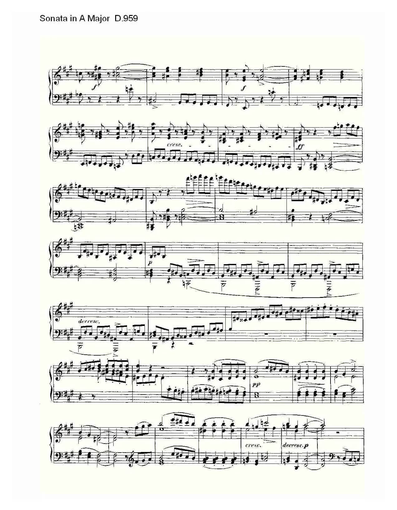 Sonata in A Major D.959（A大调奏鸣曲 D.959）