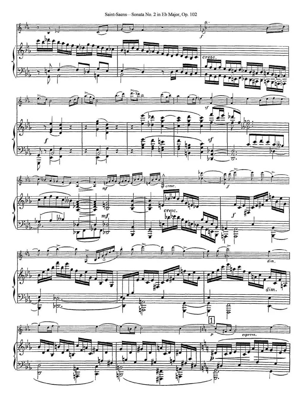 Violin Sonata No.2 in Eb Major Op.102（小提琴+钢琴伴奏）