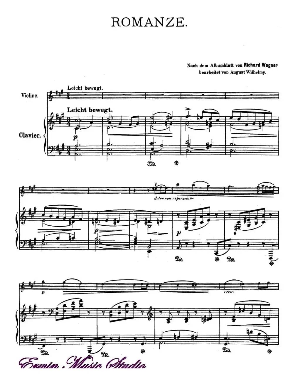 ROMANZE（浪漫曲）（选自《公主梅特涅的专辑》）（小提琴+钢琴伴奏）