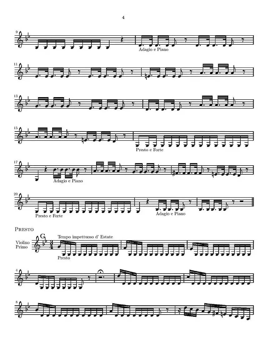 维瓦尔第“四季套曲”之夏（第一小提琴谱）