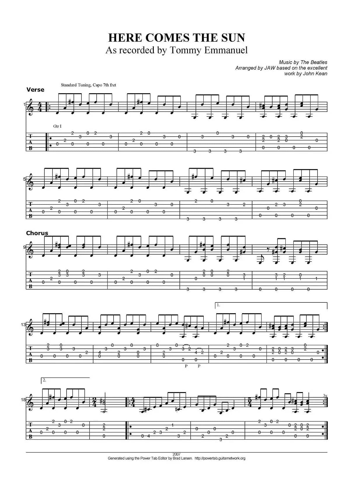 tommy emmanuel：here comes the sun（指弹吉他）