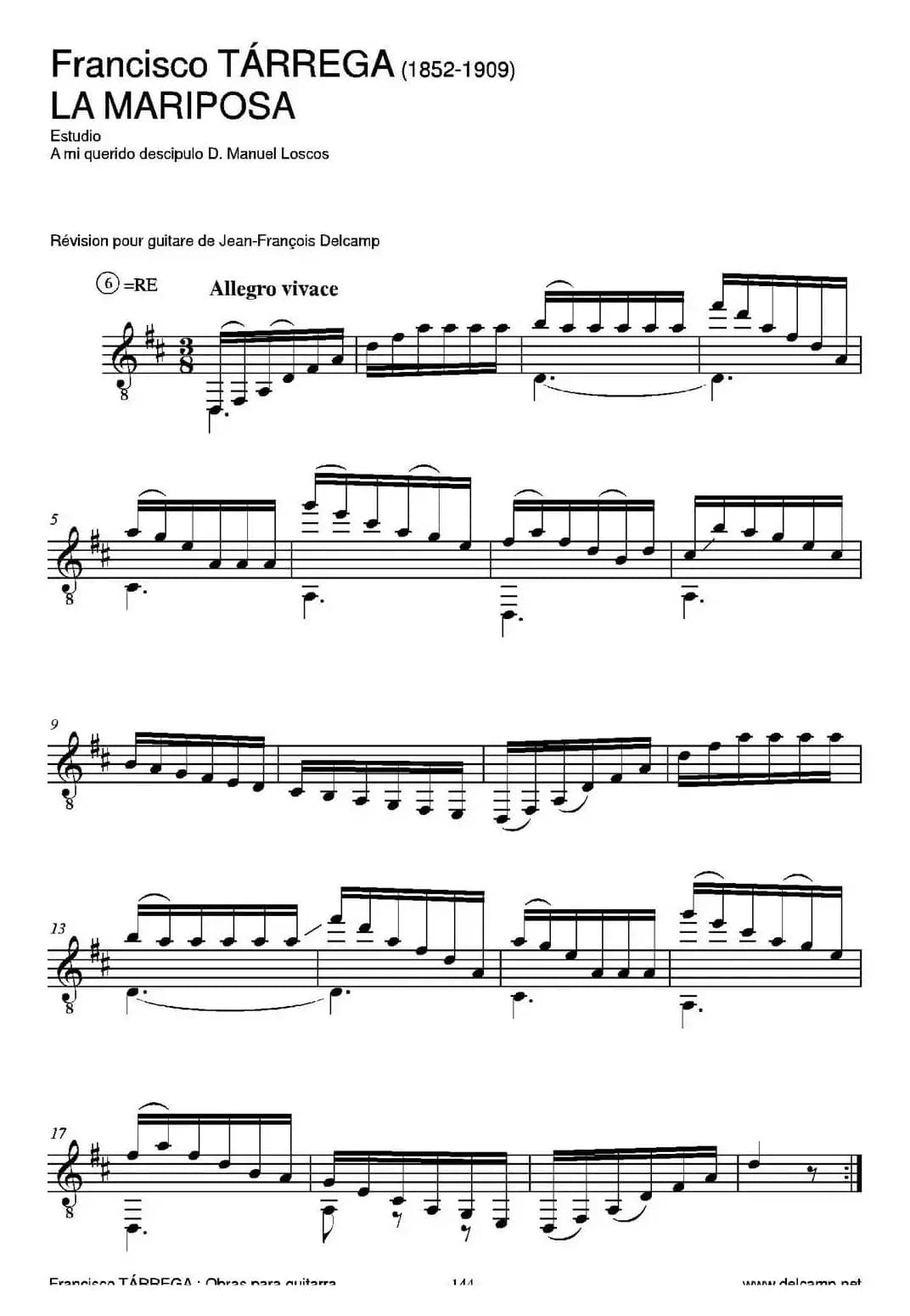 LA MARIPOSA(Estudio A mi querido descipulo D. Manuel Loscos)（古典吉他）