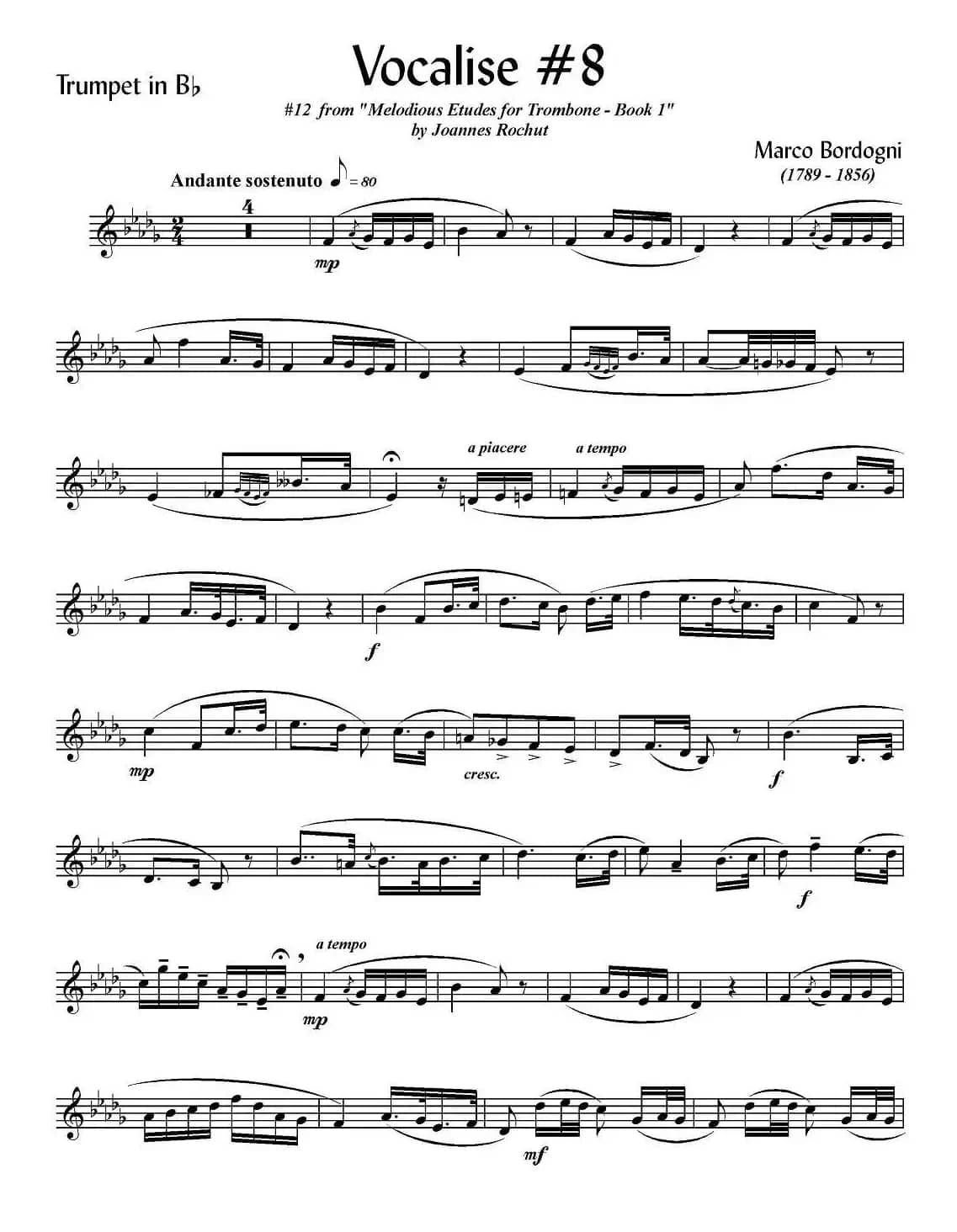 Bordogni - Vocalise #8（小号）