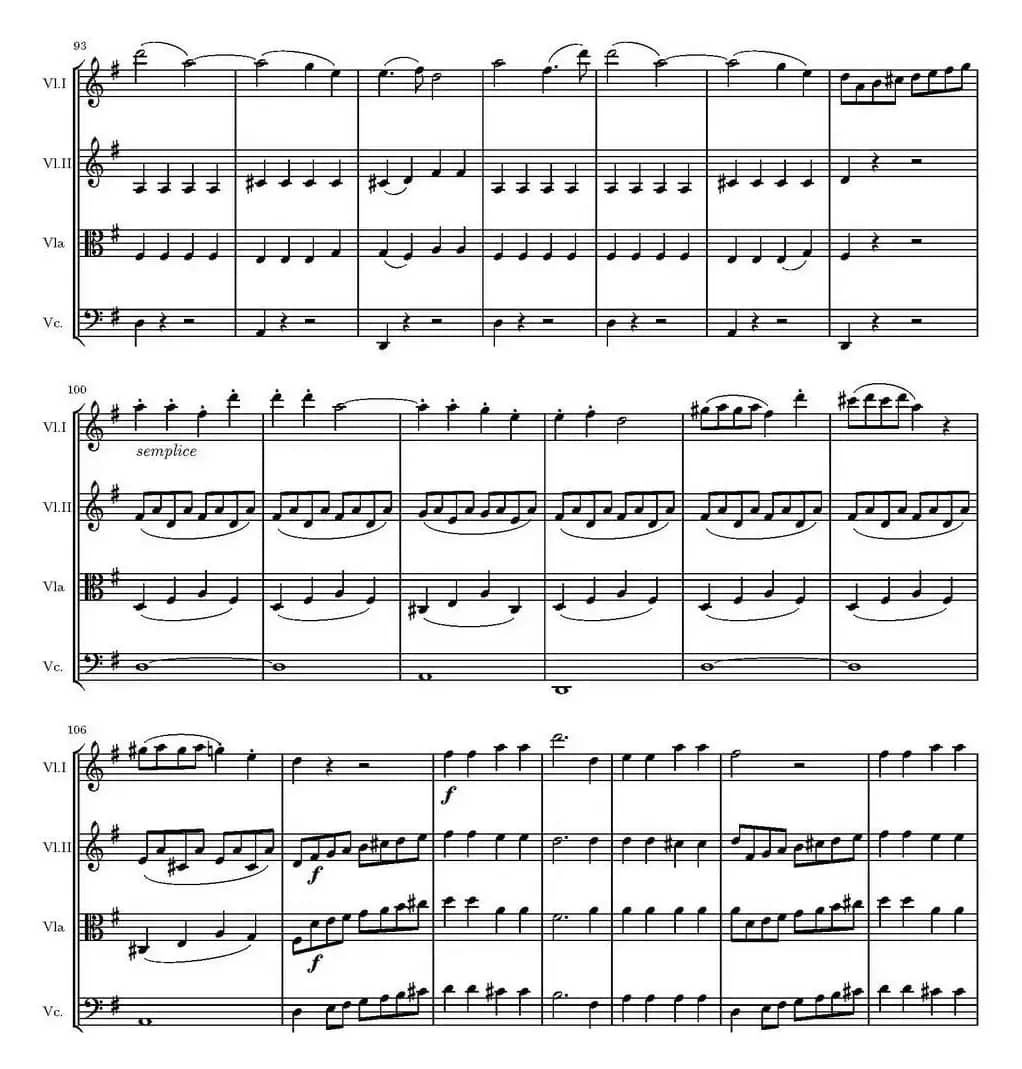 String Quartet KV.387（G大调弦乐四重奏）