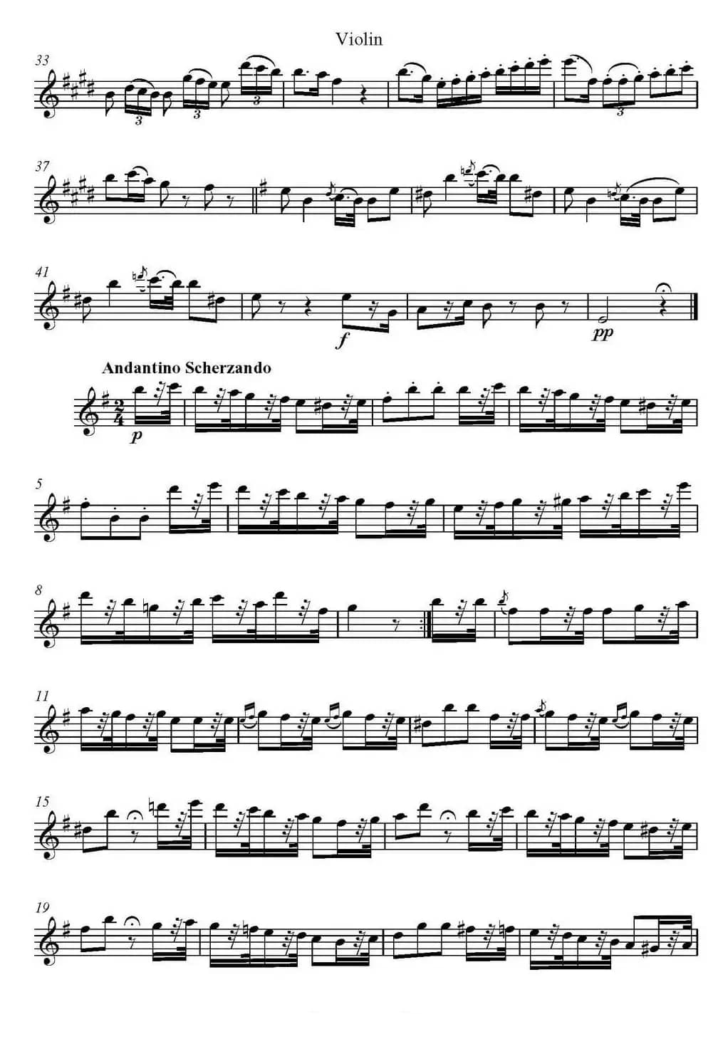 帕格尼尼六首《小提琴和吉他二重奏》 (M.S.110)（小提琴分谱）