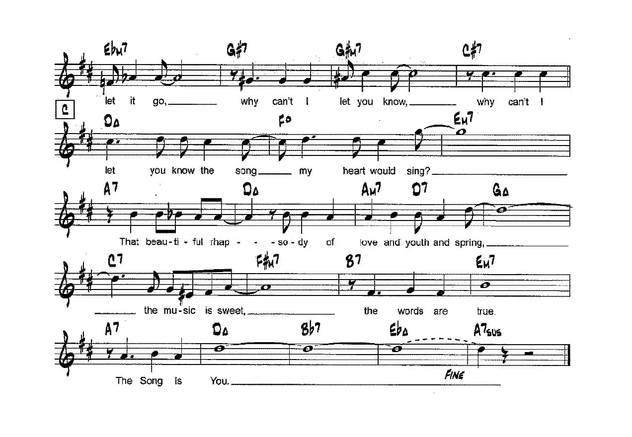 降B爵士乐谱：THE SONG IS YOU