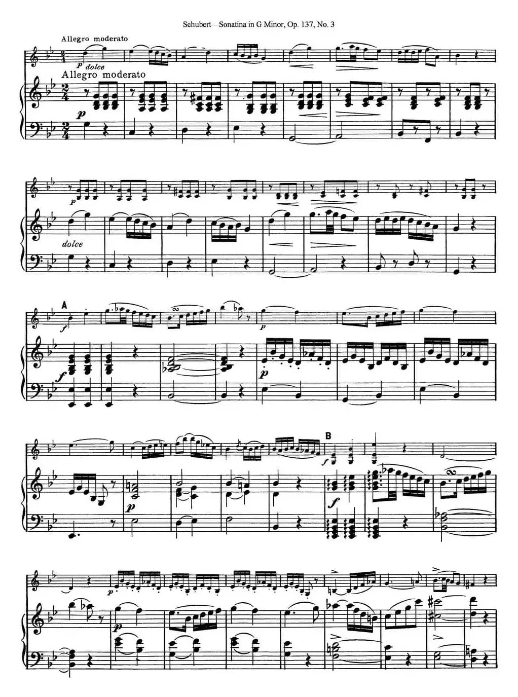 Violin Sonatina in G minor Op.137 No.3（小提琴+钢琴伴奏）