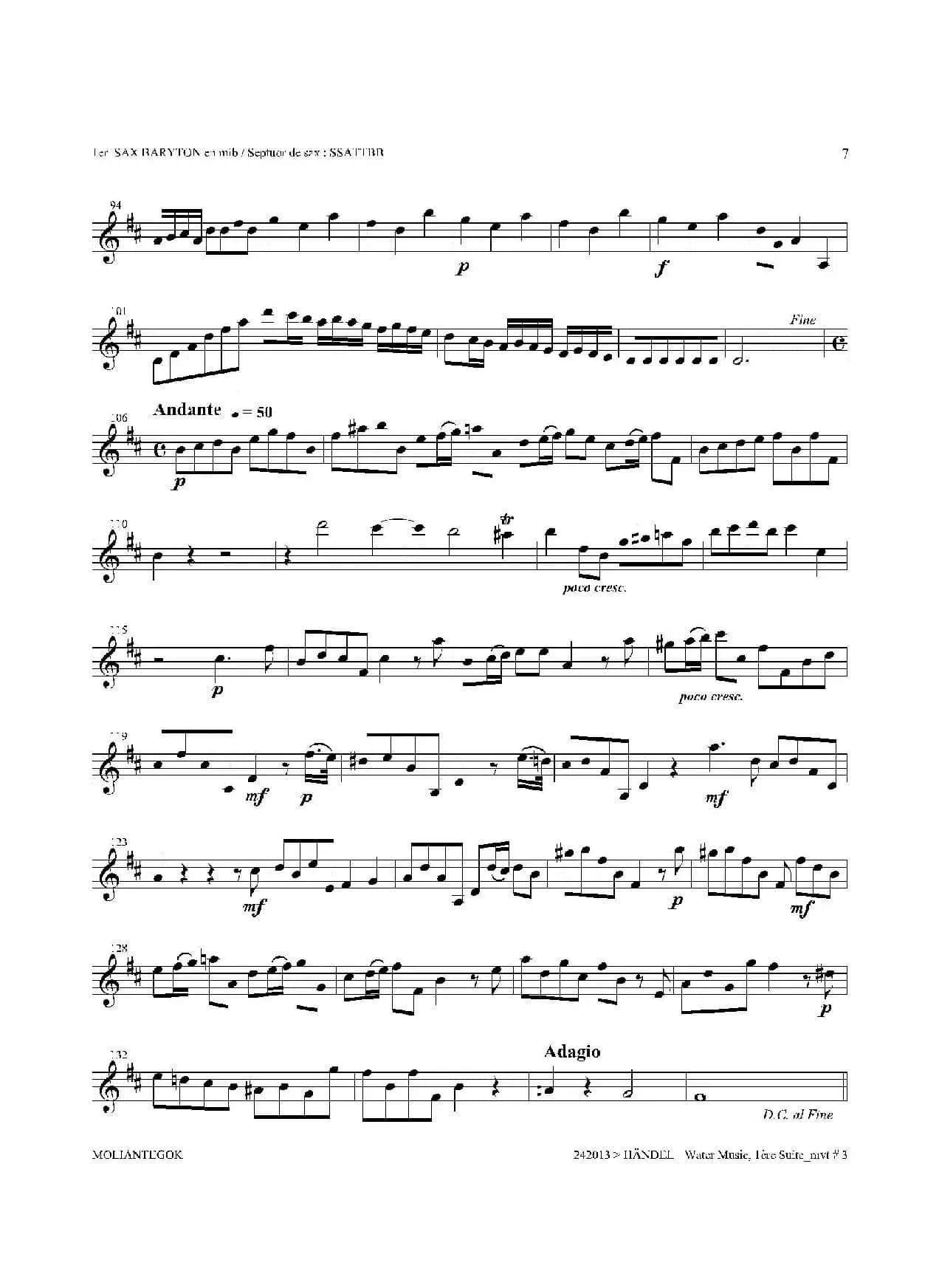 Water Music（HWV.348 No.1）（第一上低音萨克斯）