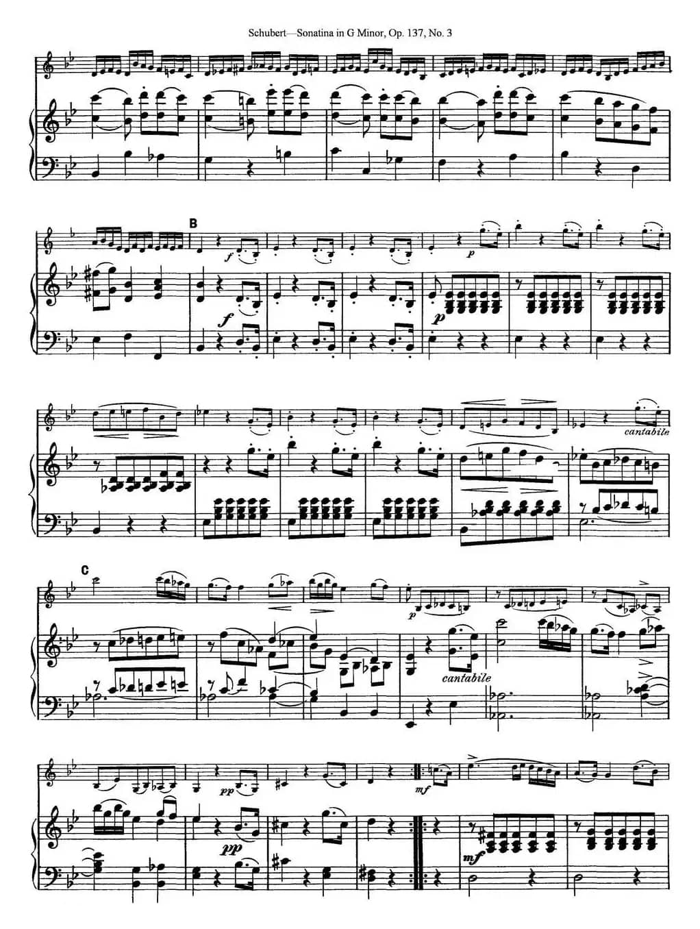 Violin Sonatina in G minor Op.137 No.3（小提琴+钢琴伴奏）