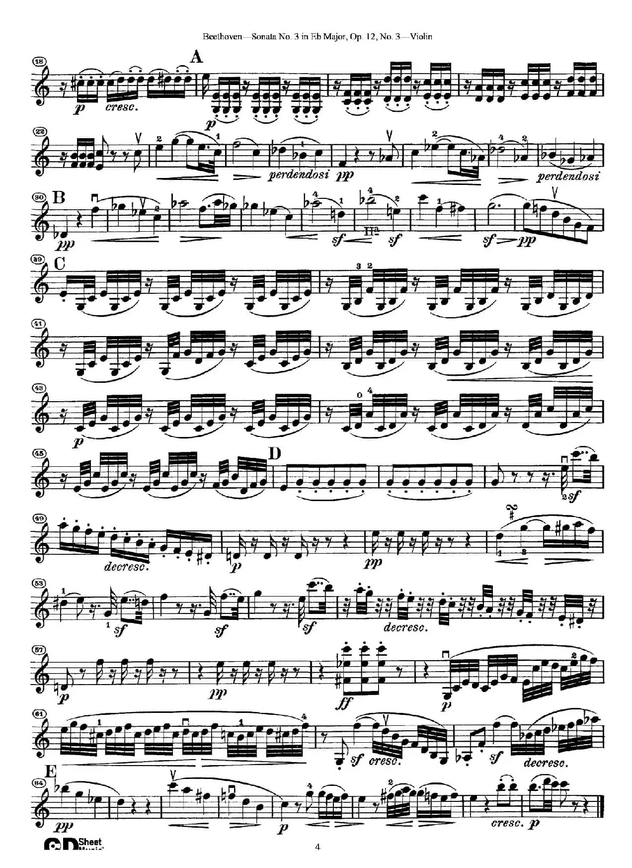 降E大调第三小提琴奏鸣曲（Sonata No.3 in Eb Major Op.12,No.3）