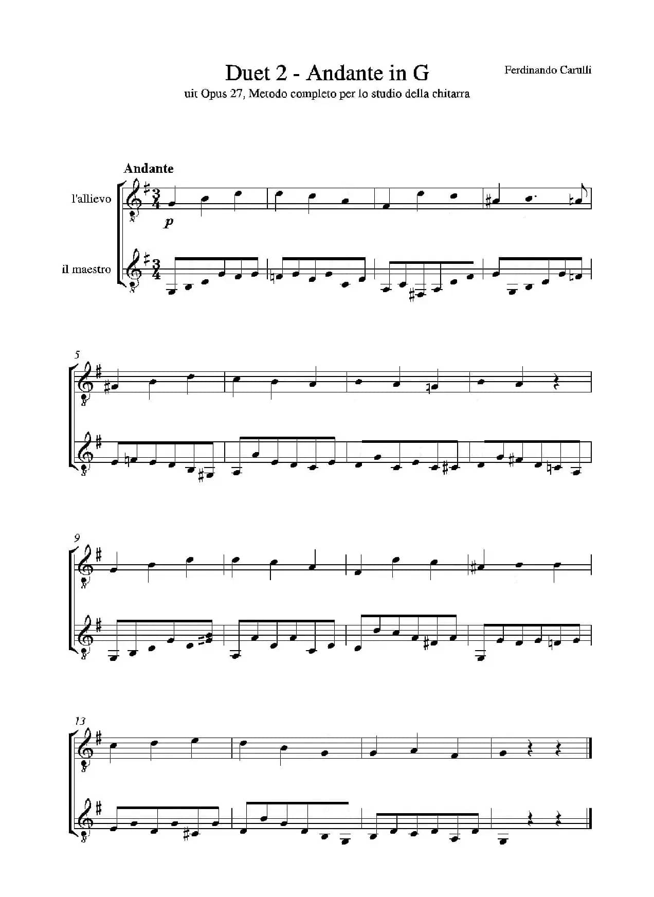 Metodo Completo Op.27-3（古典吉他二重奏练习·2）