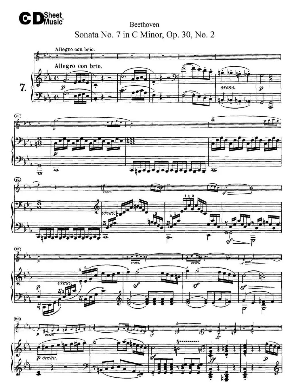 Violin Sonata No.7 in C Minor Op.30 No.2（小提琴+钢琴伴奏）