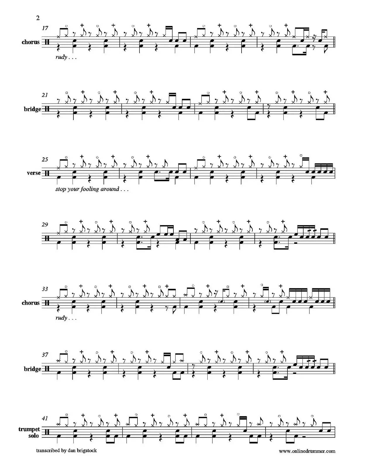 ​A Message To You Rudy（鼓谱）