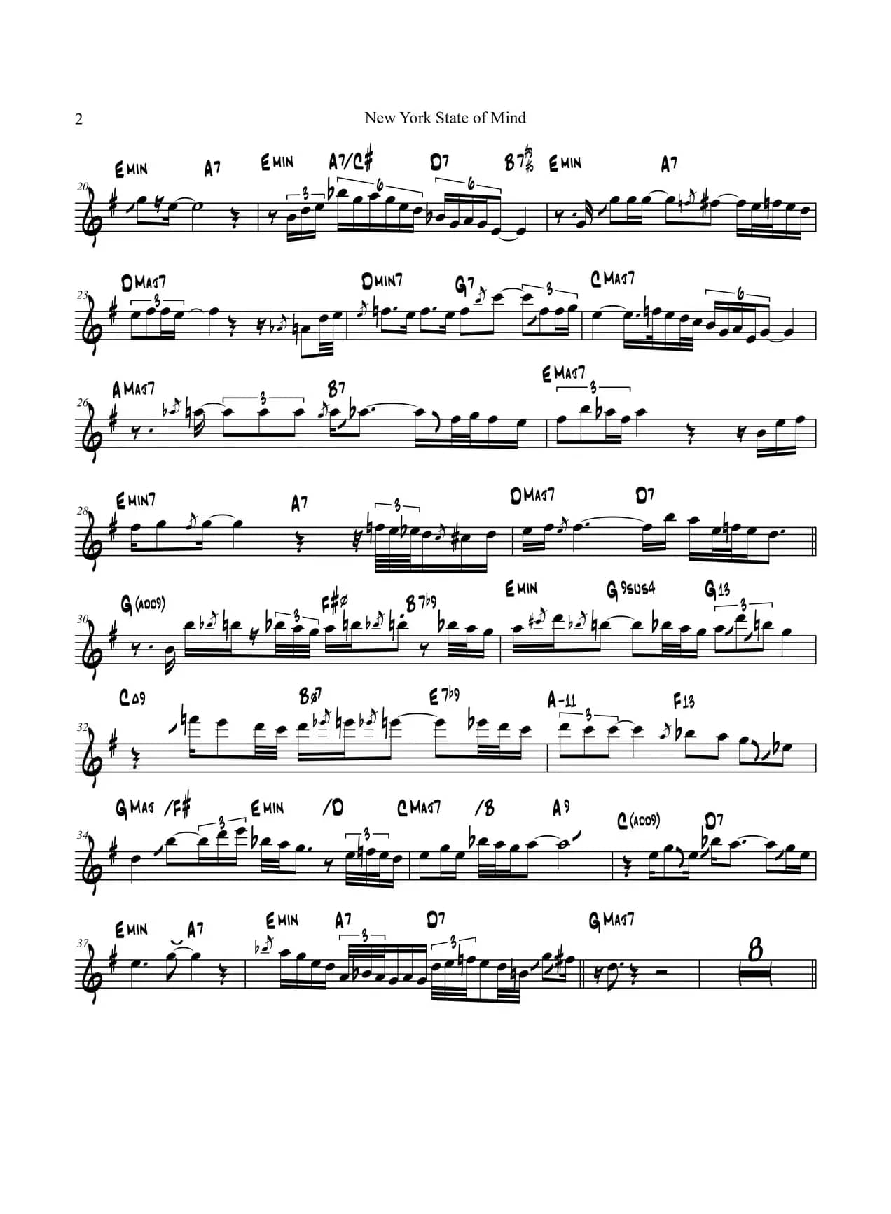 New York Stateof Mind（中音萨克斯）