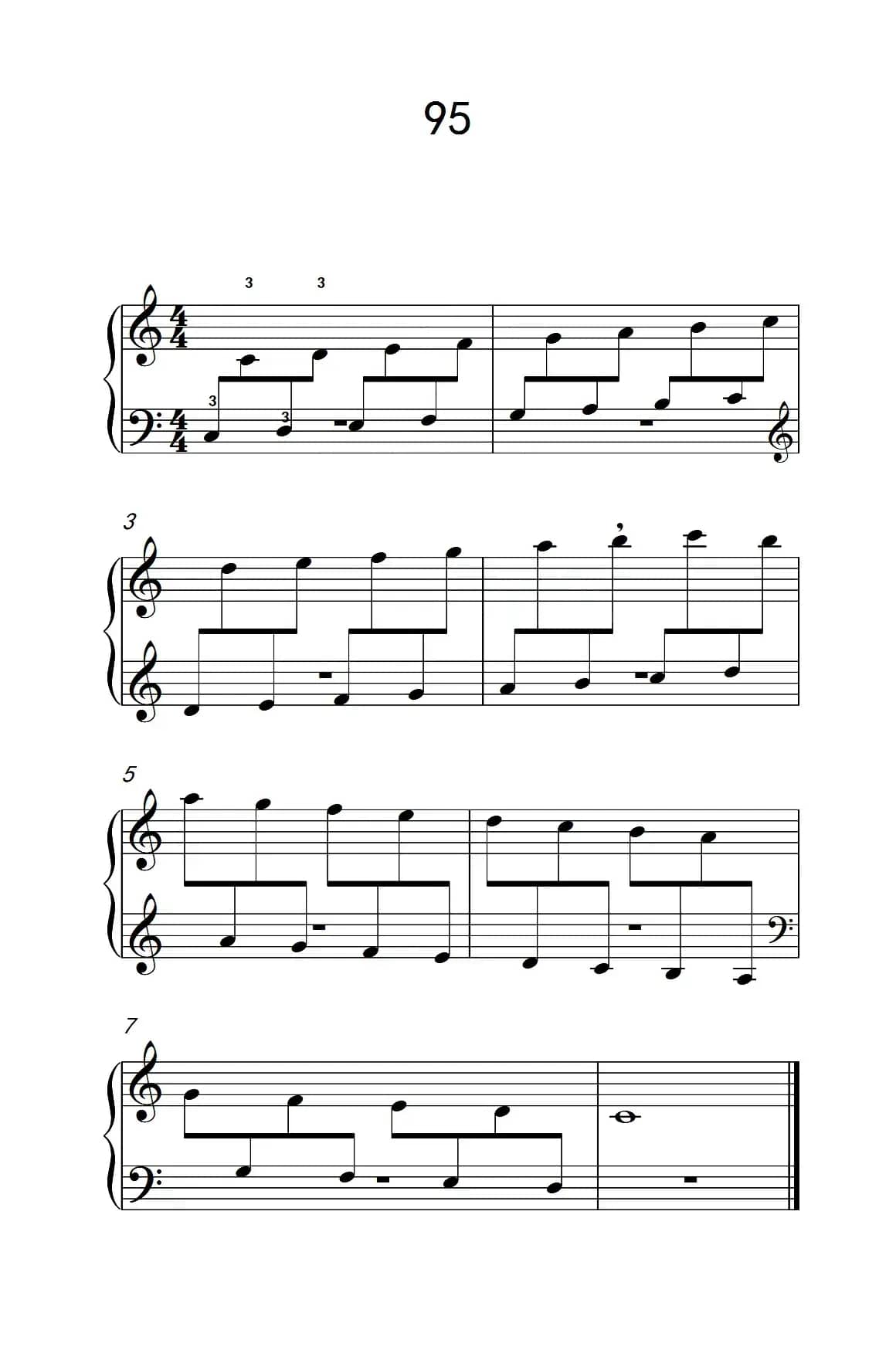 两手交替或交错弹奏的练习 95（儿童钢琴手指练习 2）