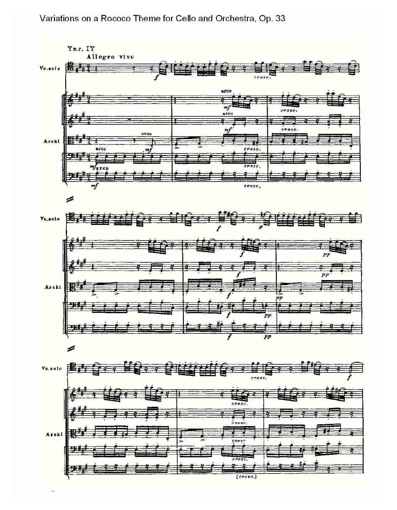 大提琴与管弦乐洛可可主题a小调变奏曲, Op.33（一）