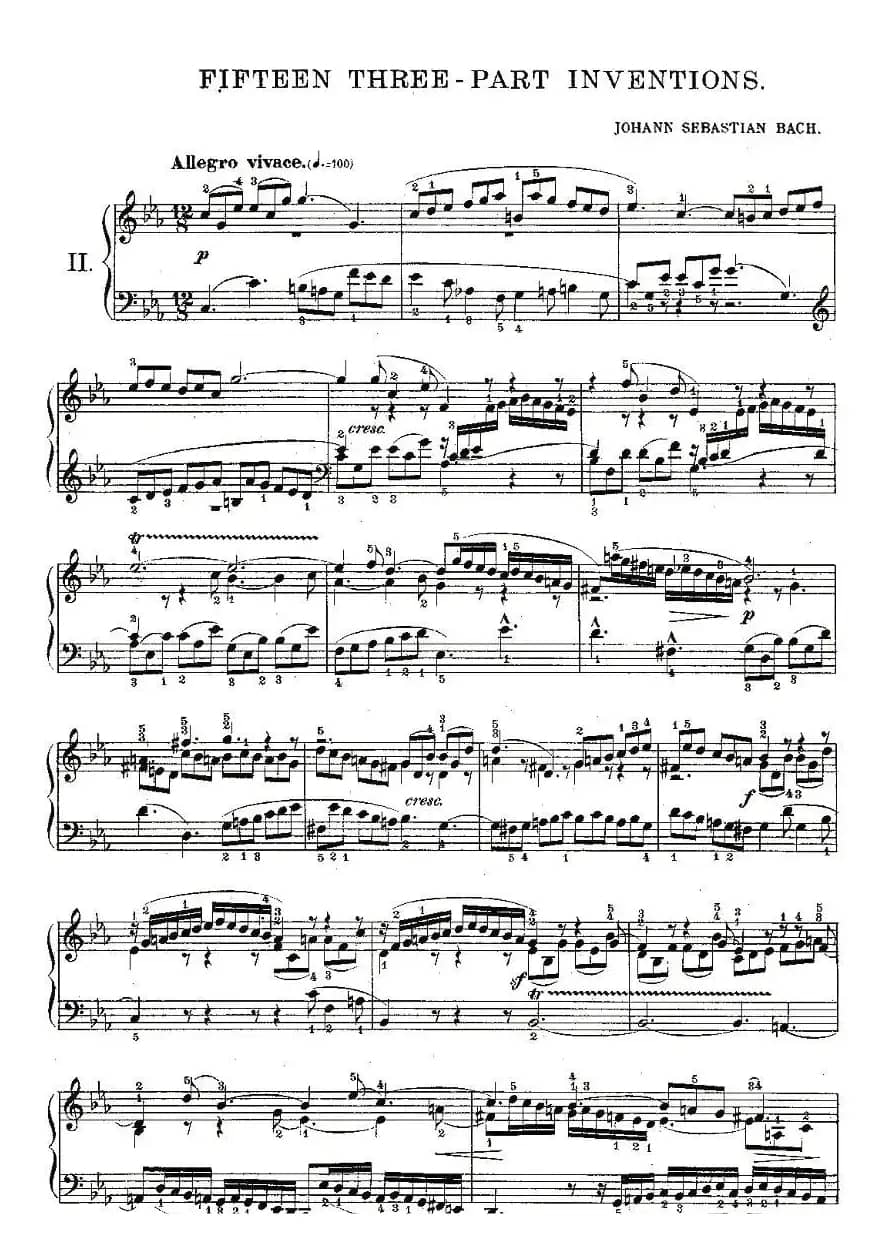 FIFTEEN THREE-PART INVETIONS之二（15首3部创意曲之二）