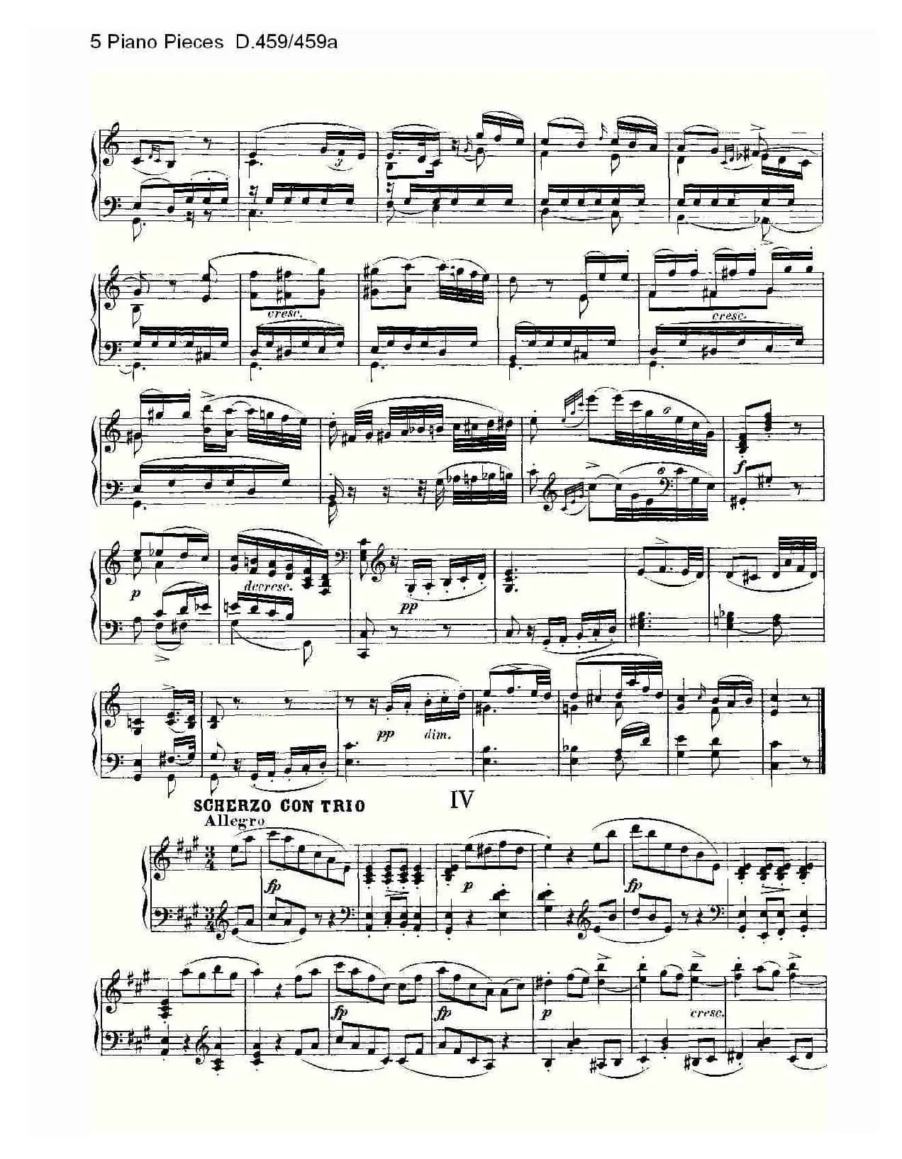 5 Piano Pieces D.459/459a(钢琴五联奏D.459/459a)