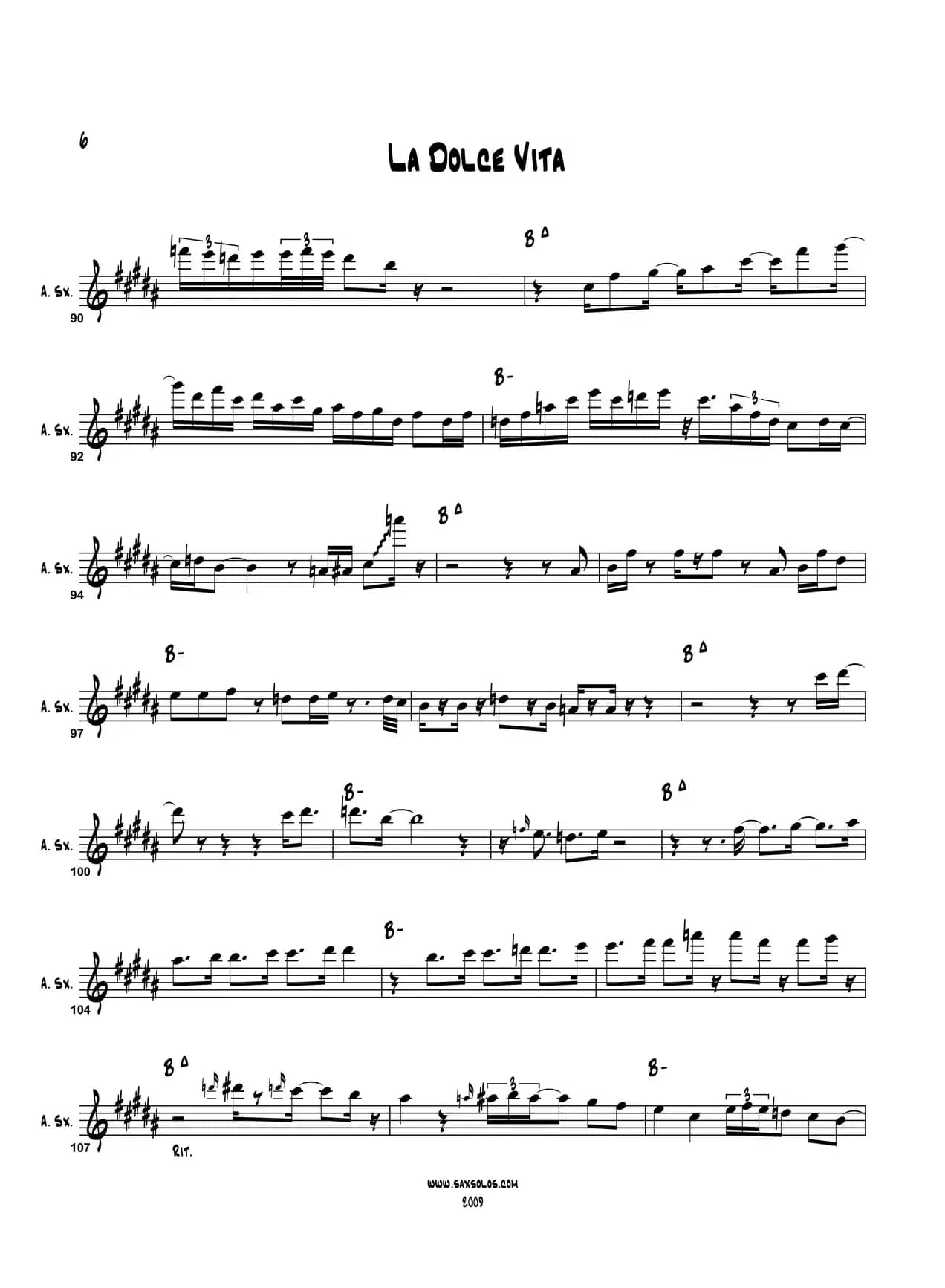 La Dolce Vita（中音萨克斯）