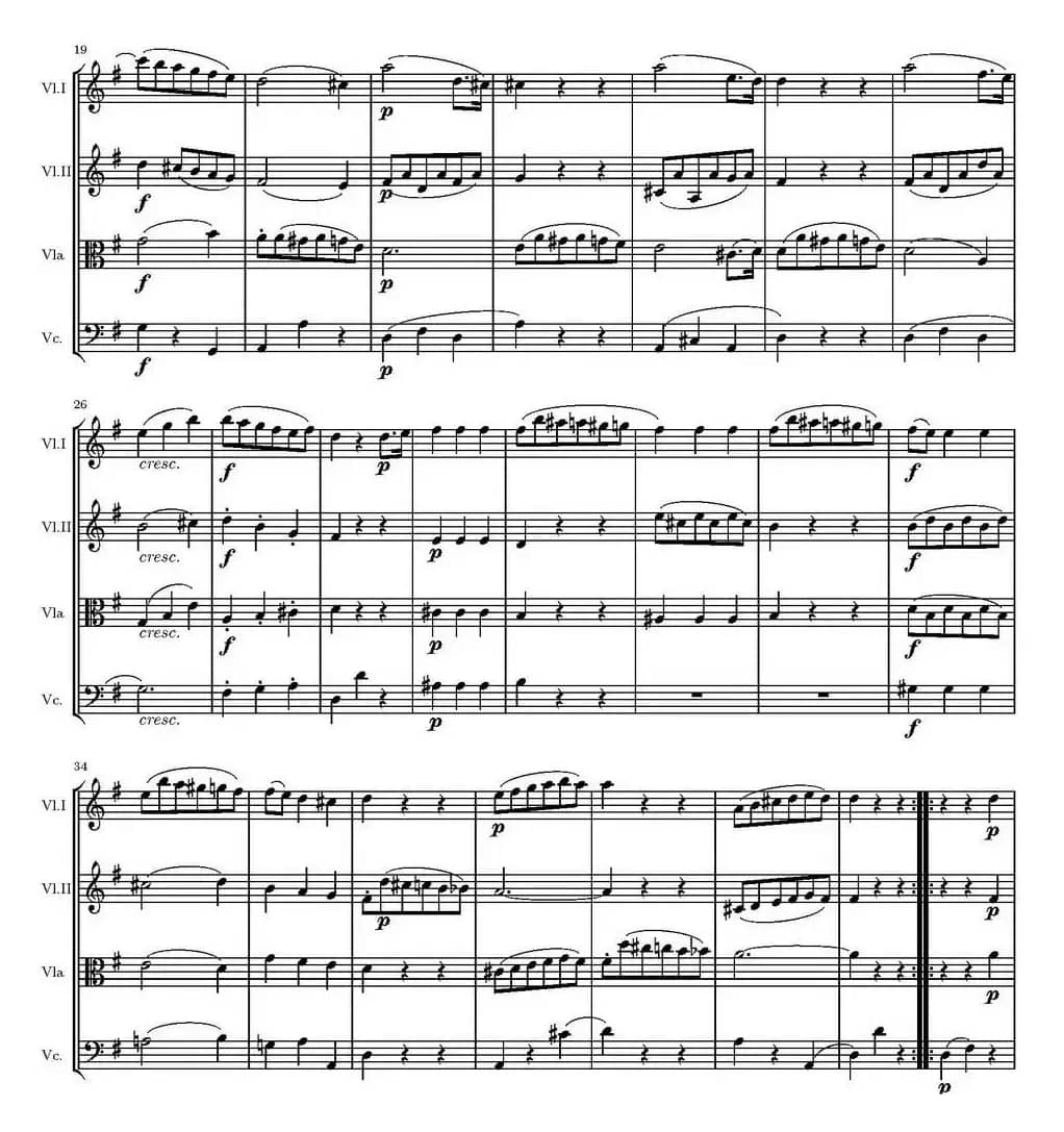 String Quartet KV.387（G大调弦乐四重奏）