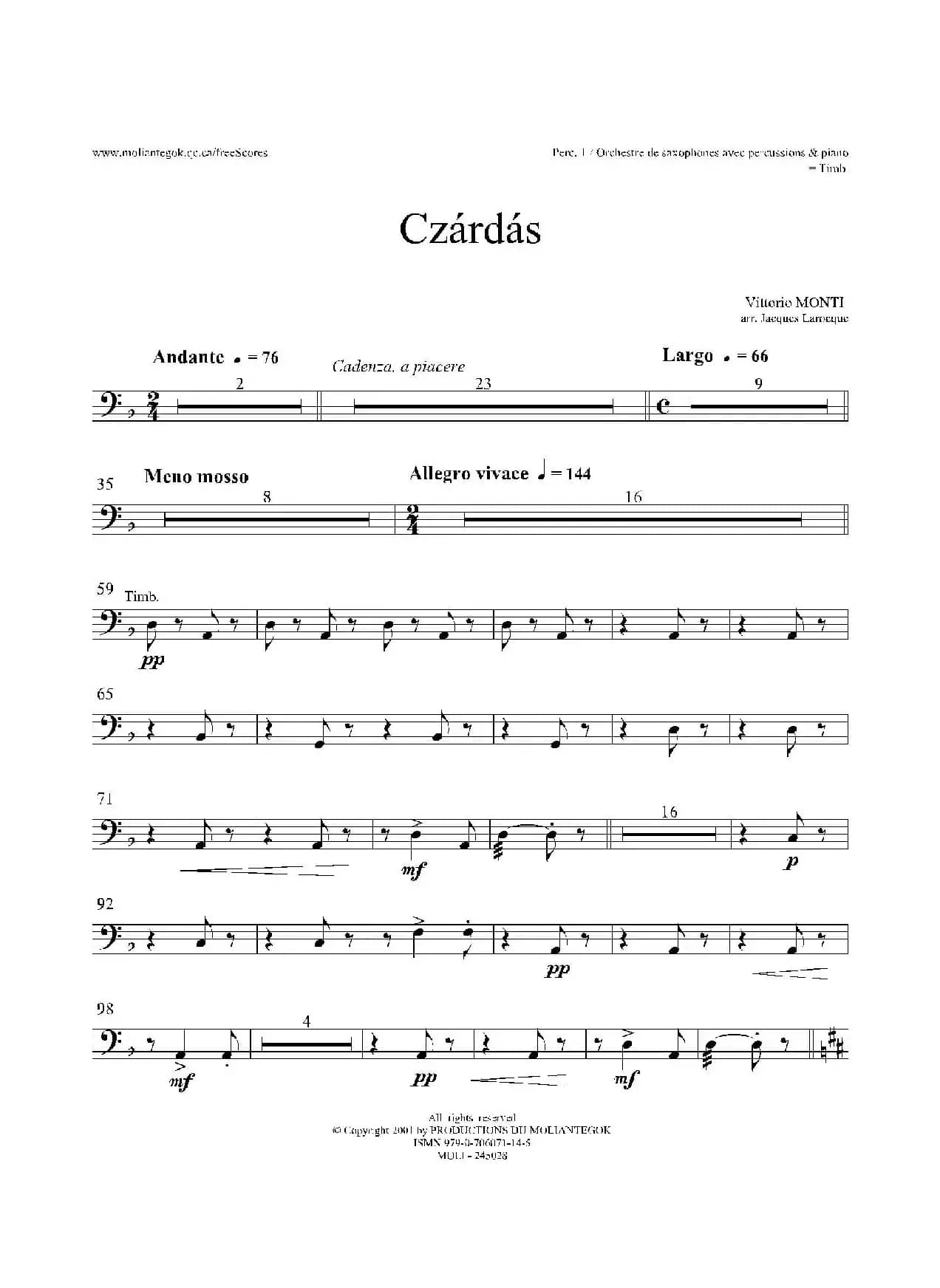 Czardas 查尔达斯（15重奏）（5副打击乐）