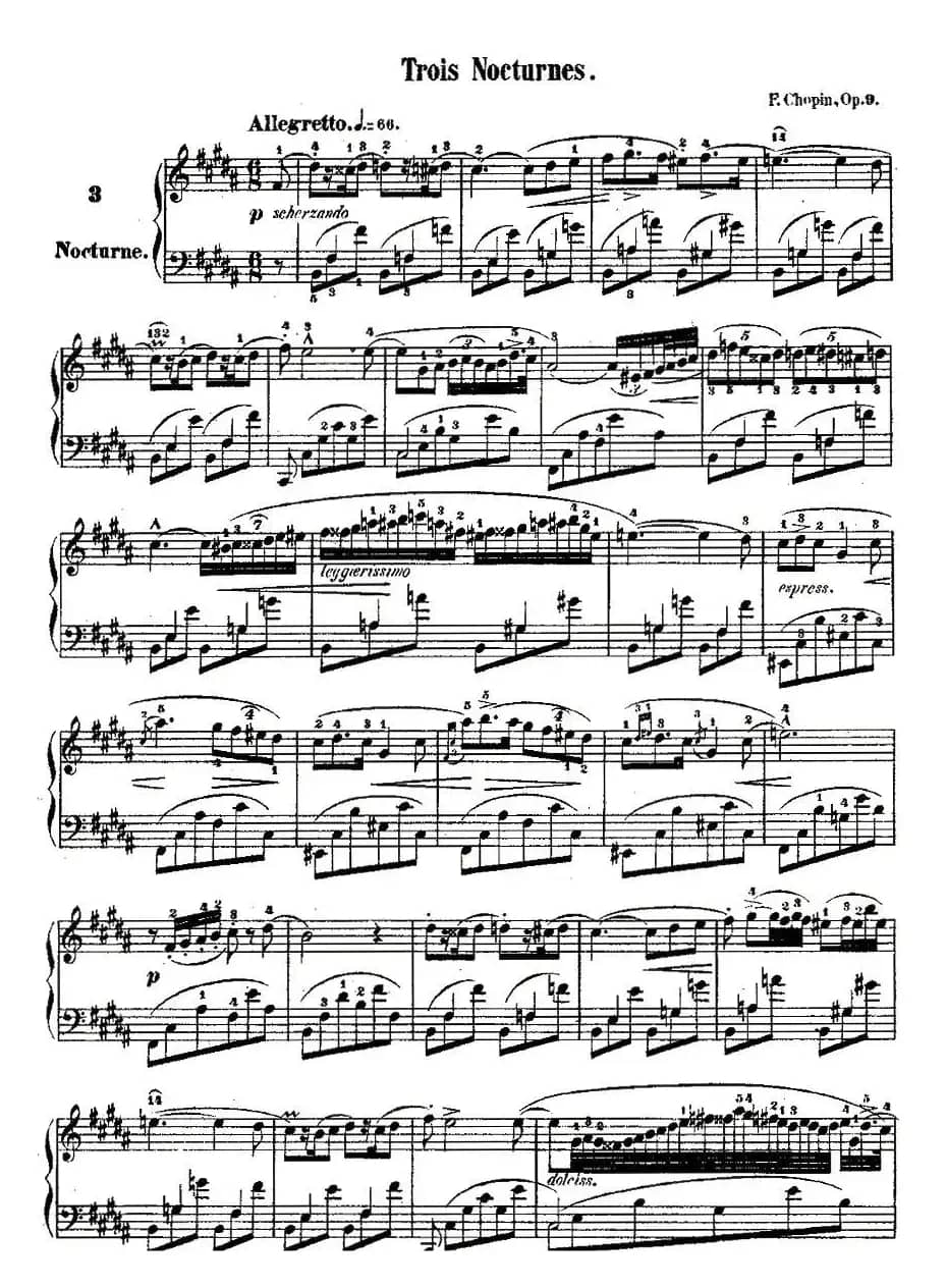 降B大调夜曲Op.9-3（Trois Nocturnes）