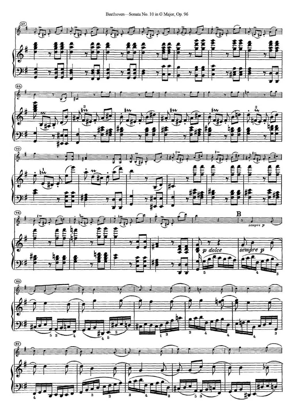 Violin Sonata No.10 in G Major Op.96（小提琴+钢琴伴奏）