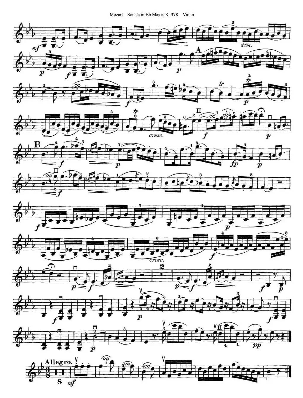 Violin Sonata in Bb Major K.378