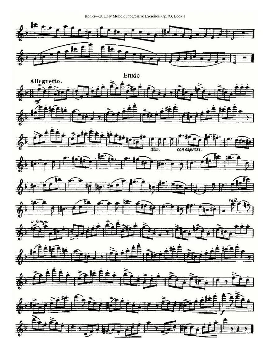 柯勒练习曲作品93号（一）