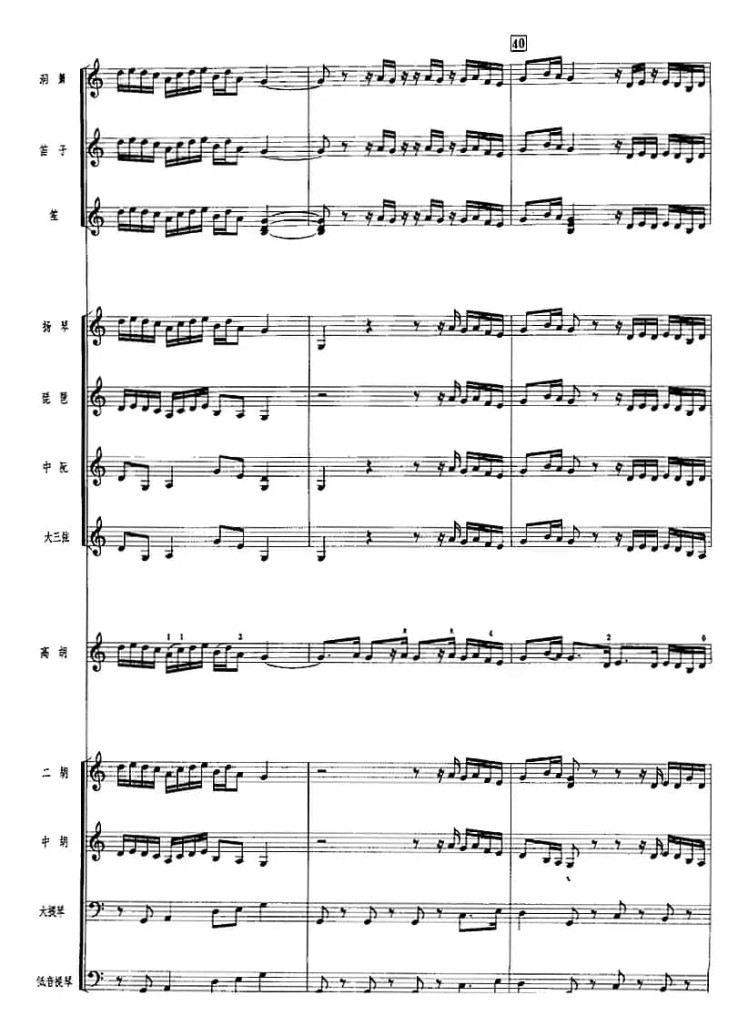 鸟语莺声（广东音乐、高胡+乐队伴奏、五线谱版）