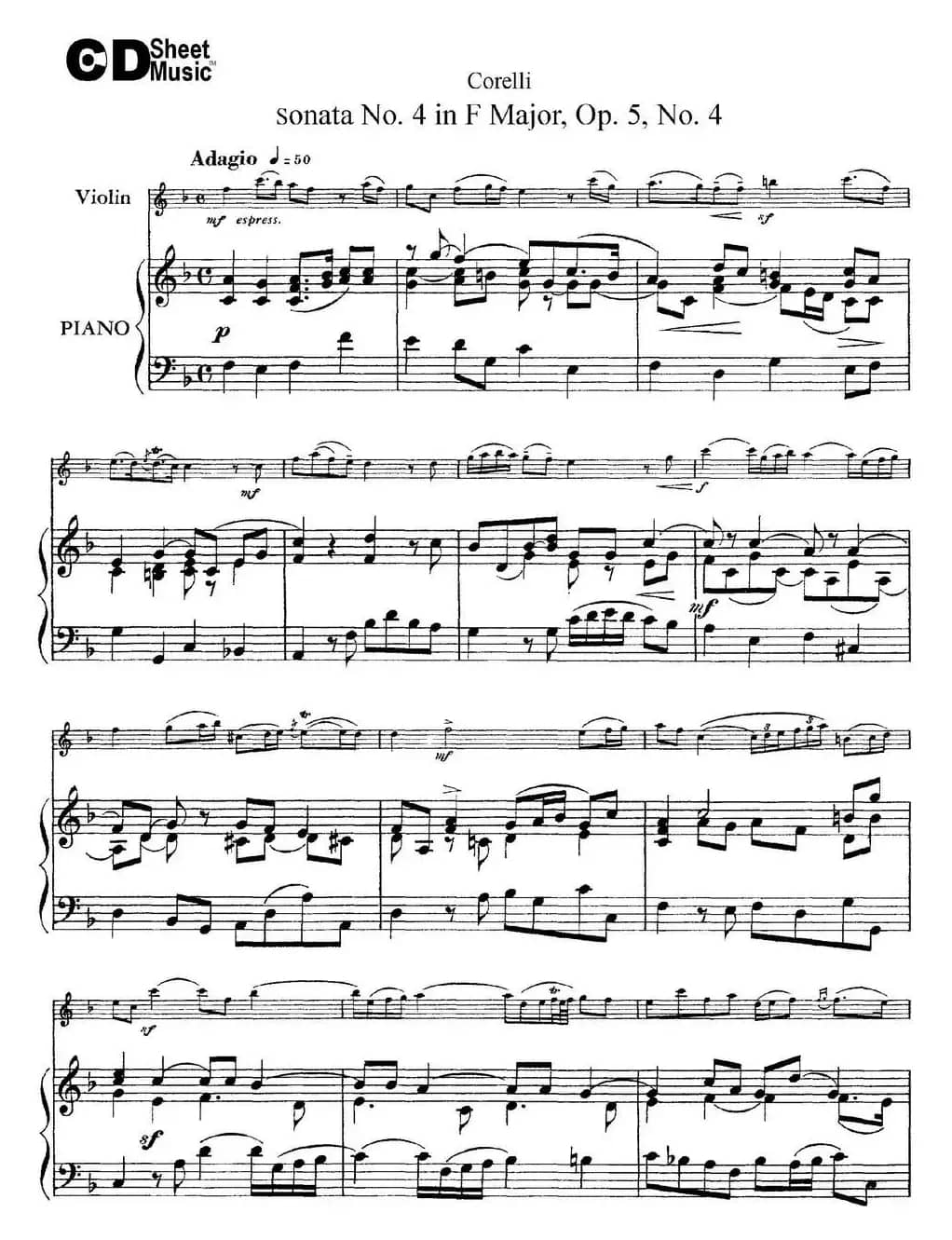 Sonata No.4 in F MajorOp.5 No.4（小提琴+钢琴伴奏）