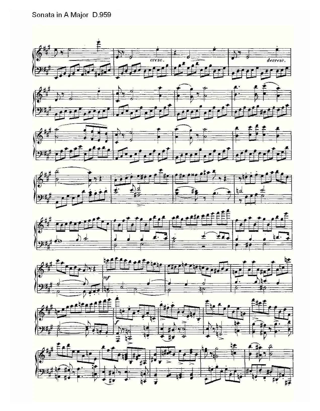 Sonata in A Major D.959（A大调奏鸣曲 D.959）